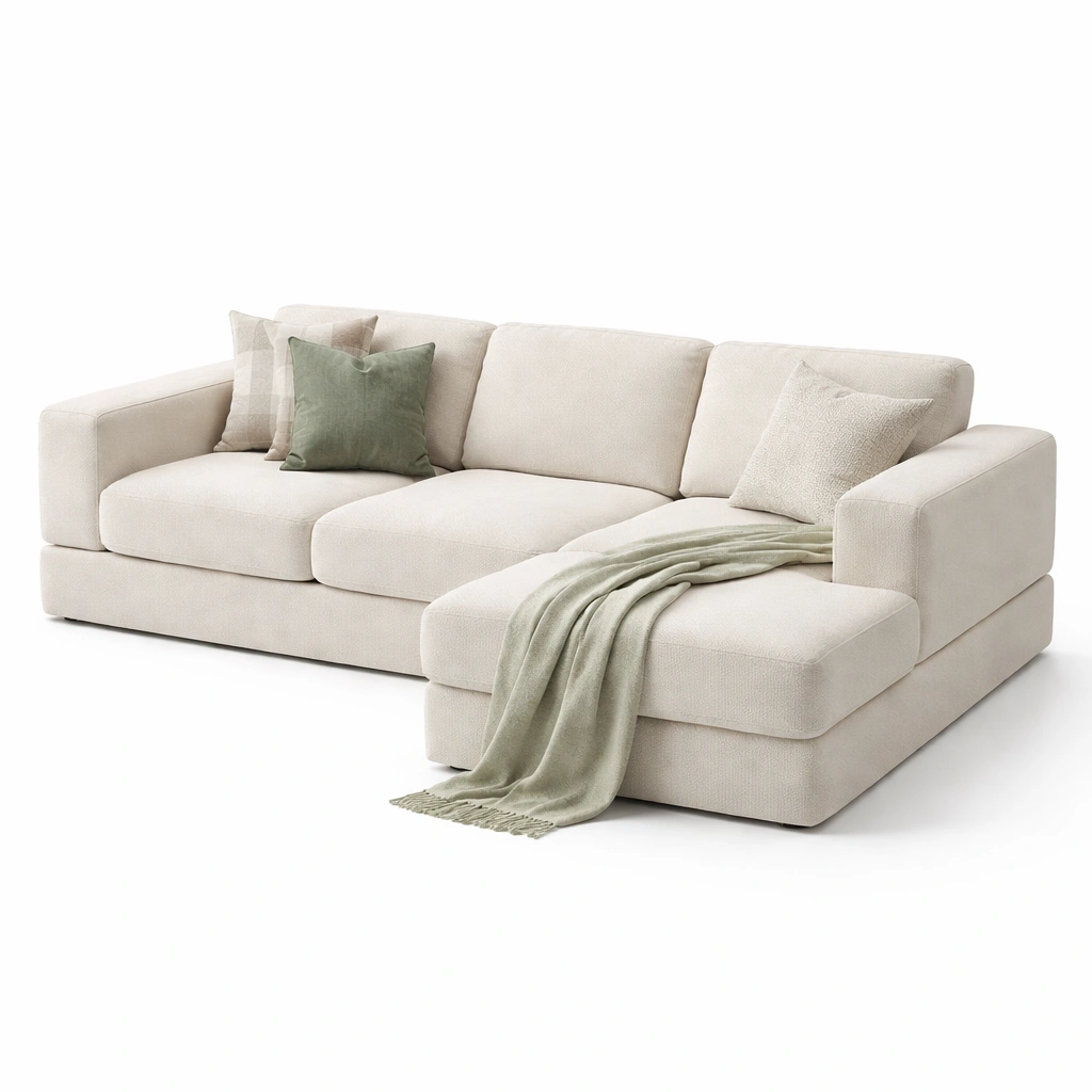 Ecksofa mit Liegeflaeche und Kissen-Olvique